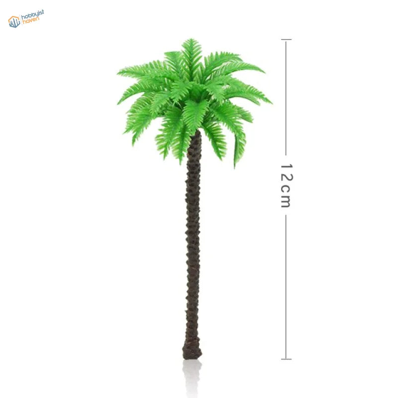 12 cm high-quality ABS palm tree with brown trunk and green fronds