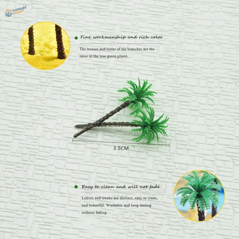 High-quality ABS palm trees miniatures with textured trunks, 100pcs 30-180mm