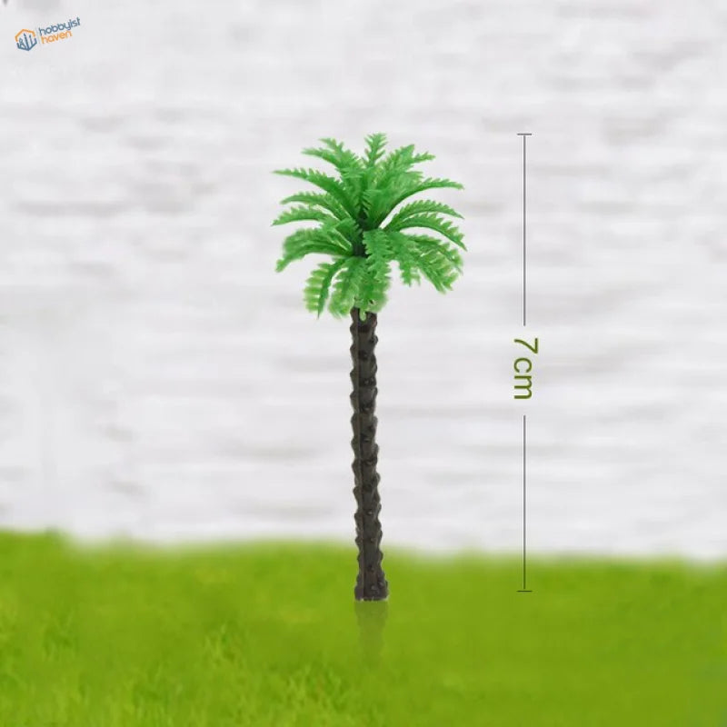 7 cm high-quality ABS palm tree with textured trunk and green fronds