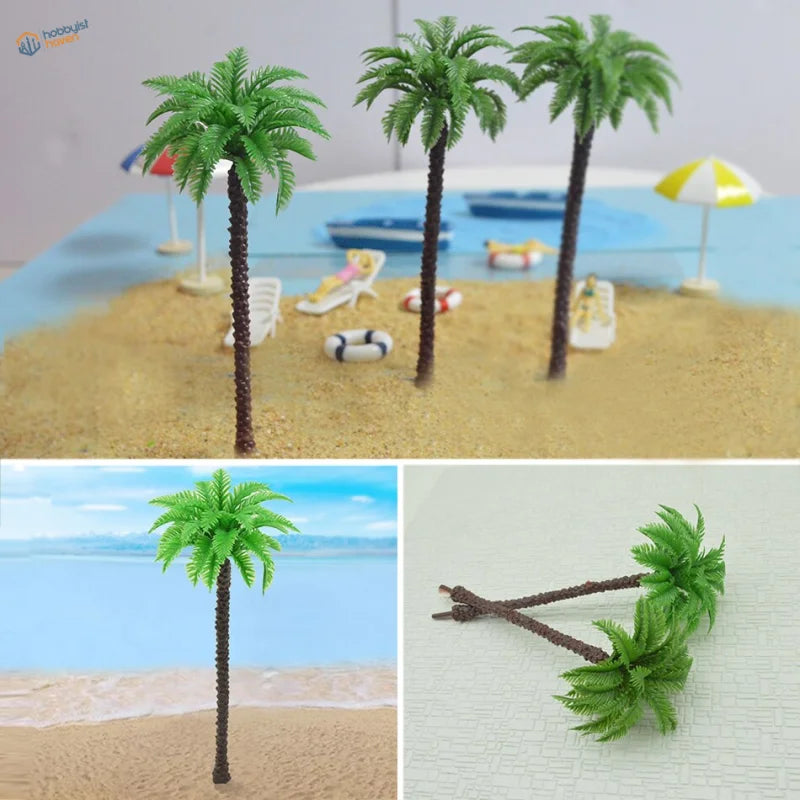 High-quality ABS palm trees with green plastic leaves and brown trunks
