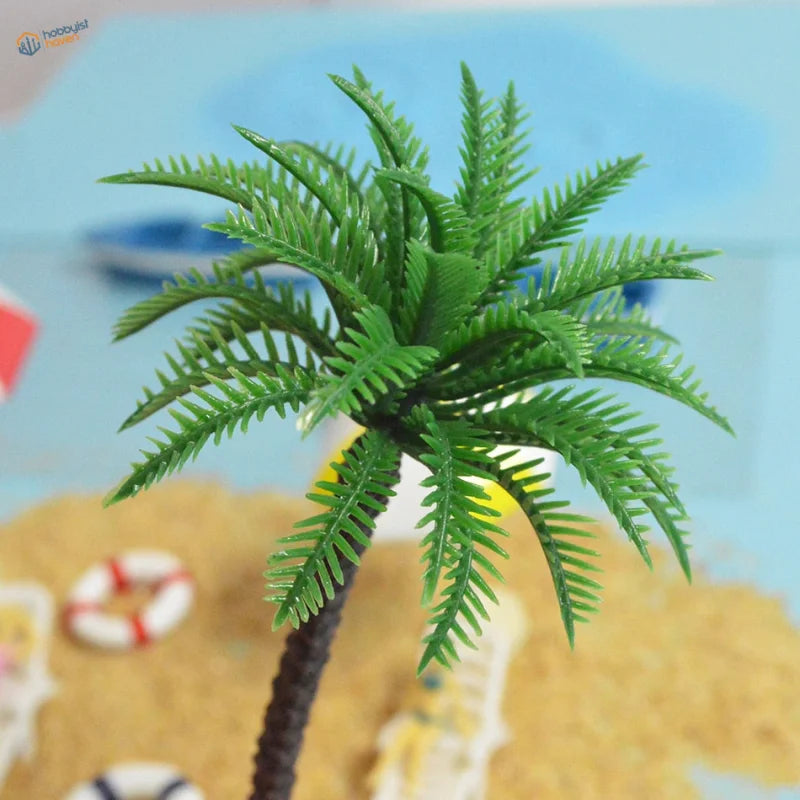 High-quality ABS palm trees with green plastic fronds and textured trunk