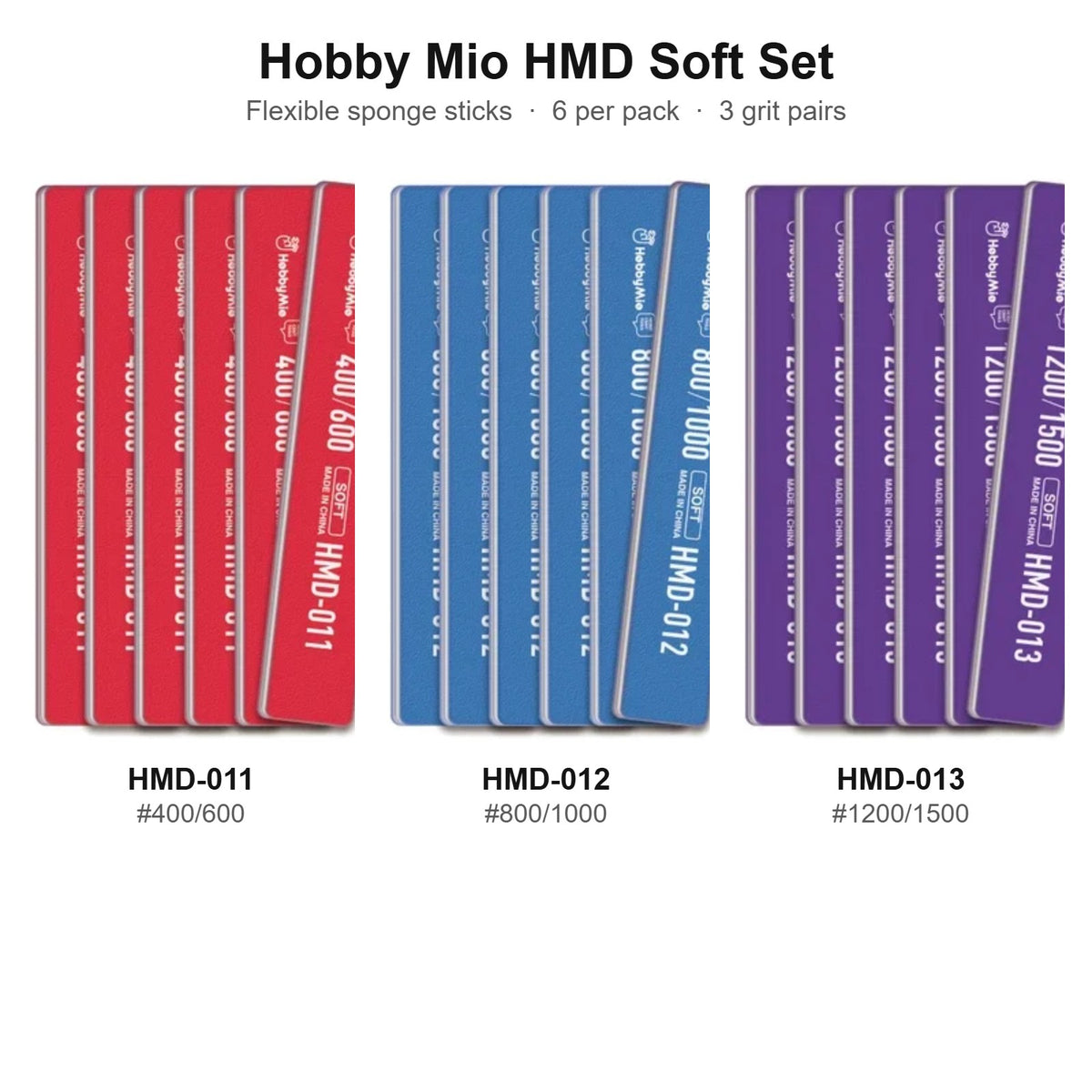Hobby Mio HMD Soft Set, HMD-011, 012 and 013 in three grits