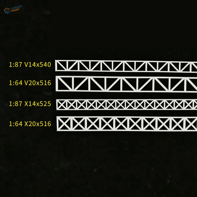 Ho scale white plastic truss pieces for steel bridge structure