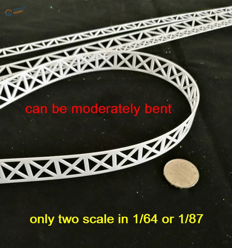 White plastic Ho scale steel bridge structure with lattice design, 1/64-1/87 scales