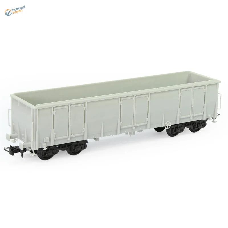 Ho scale 1 87 gray plastic gondola wagon with black wheels and detailed side panels for model building tools use