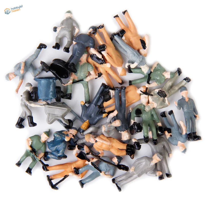 HO scale 25 worker figurines for railroad scenery model building
