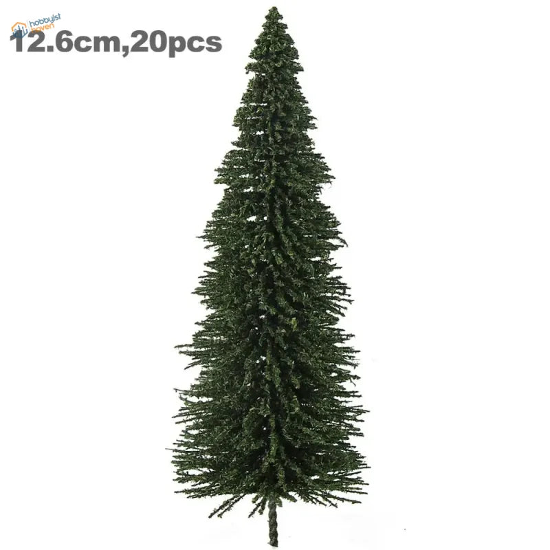 Dark green HO scale model trees with dense foliage and textured trunk