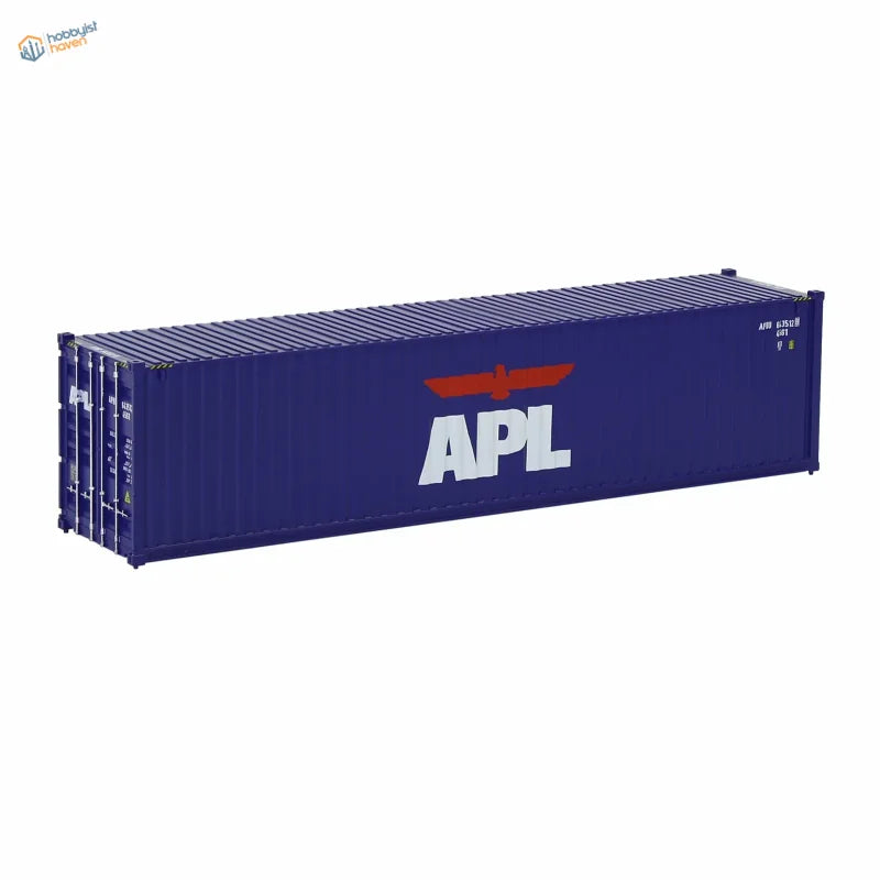 HO scale train model deep blue APL shipping container with logo