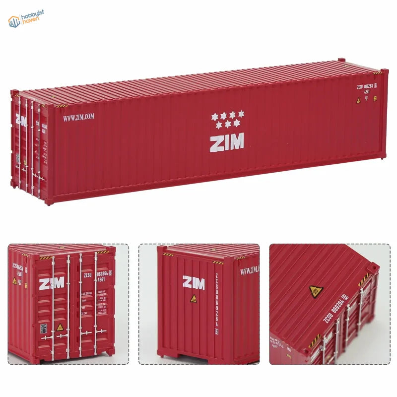 HO scale train model red ZIM shipping container with star logo