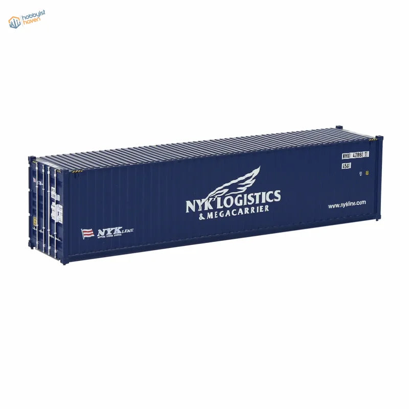 HO scale train model deep blue NYK Logistics shipping container