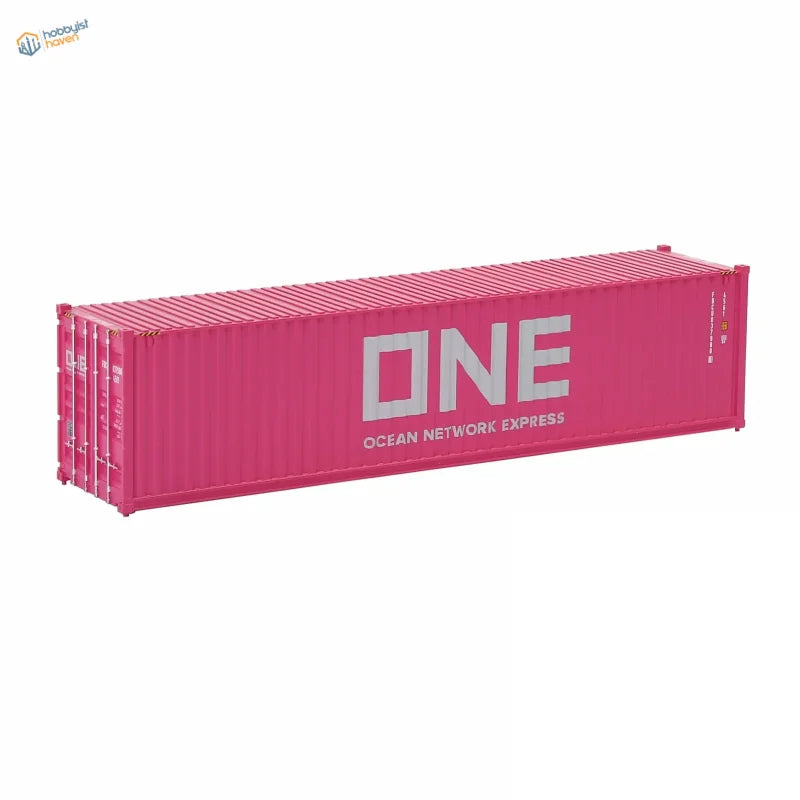 HO scale train model vibrant pink One Ocean Network Express shipping container