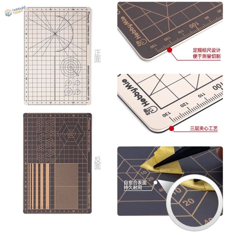 Hobby Mio Scale black beige cutting mat for scale modeling