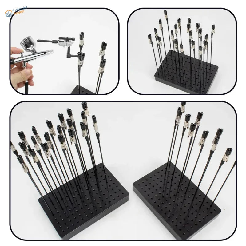 Holder with 20 magnetic alligator clips for airbrush tools