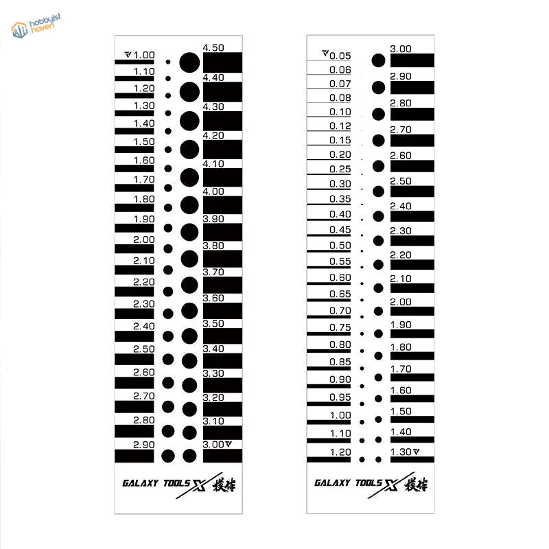 Black and white Holes/Panel Lines Measuring Card gauge chart for panel lines