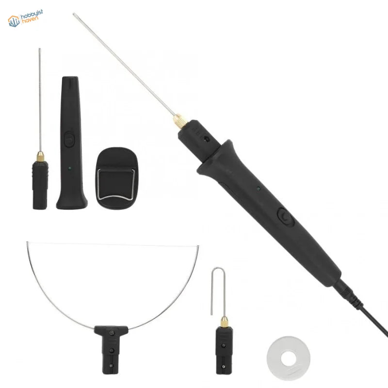 Hot wire foam cutter with black handles, gold tip for high density foam