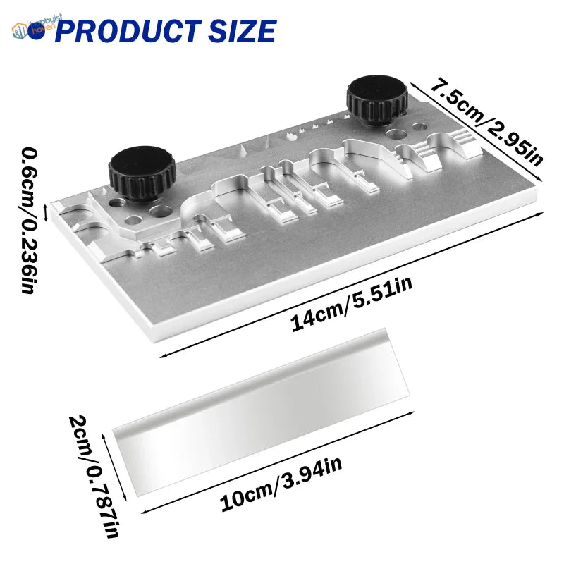 Silver aluminum joystar photo-etched parts bender with black knurled knobs and precision bench vise built slots for wood routing