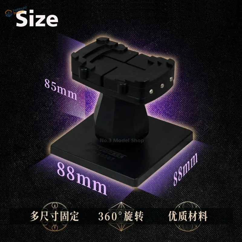 Large black plastic figure painting holder with square base and adjustable clamp