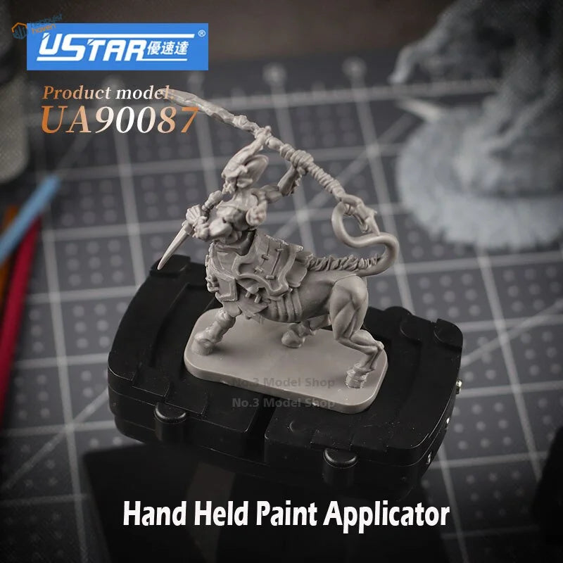 Gray resin warrior on centaur in large figure painting holder