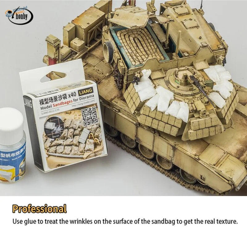 Liang 40pcs model sandbags on tan 1/72-1/35 armored vehicle
