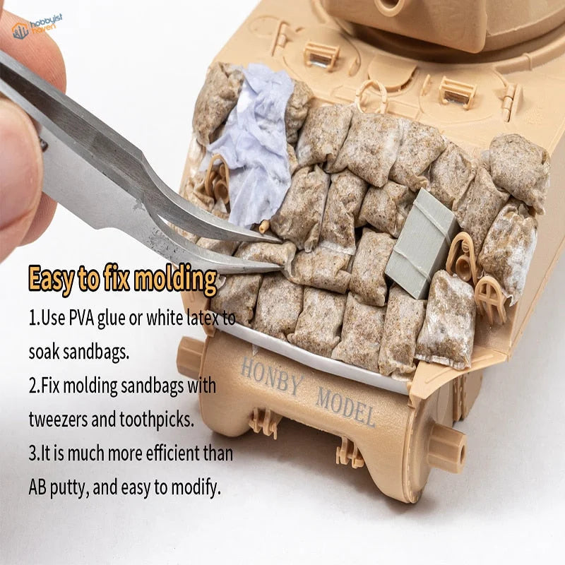 Liang 40pcs model sandbags with tan plastic tank and detailed accessories