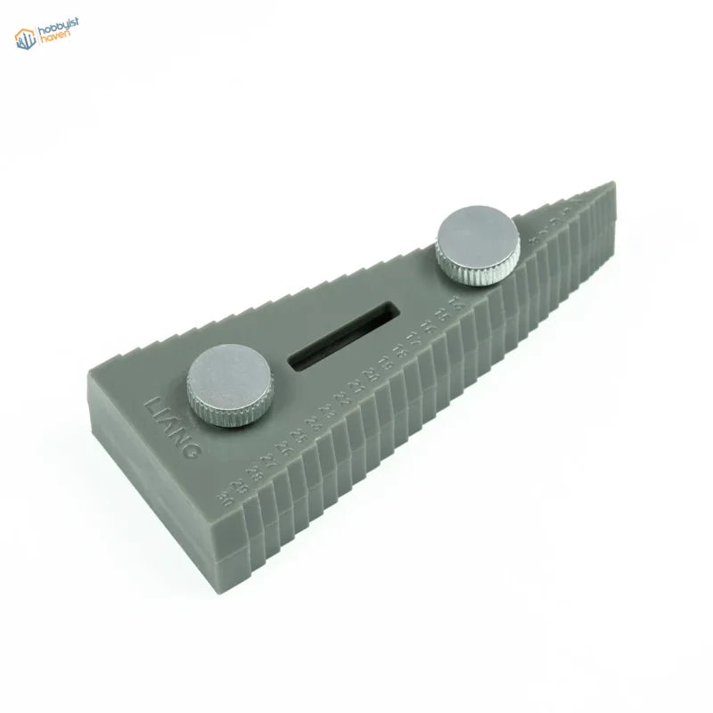 Liang metal rod bender: gray plastic triangular ruler with silver knobs