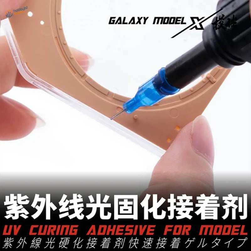 Galaxy Model X rapid-curing UV glue for scale modeling, clear liquid applicator