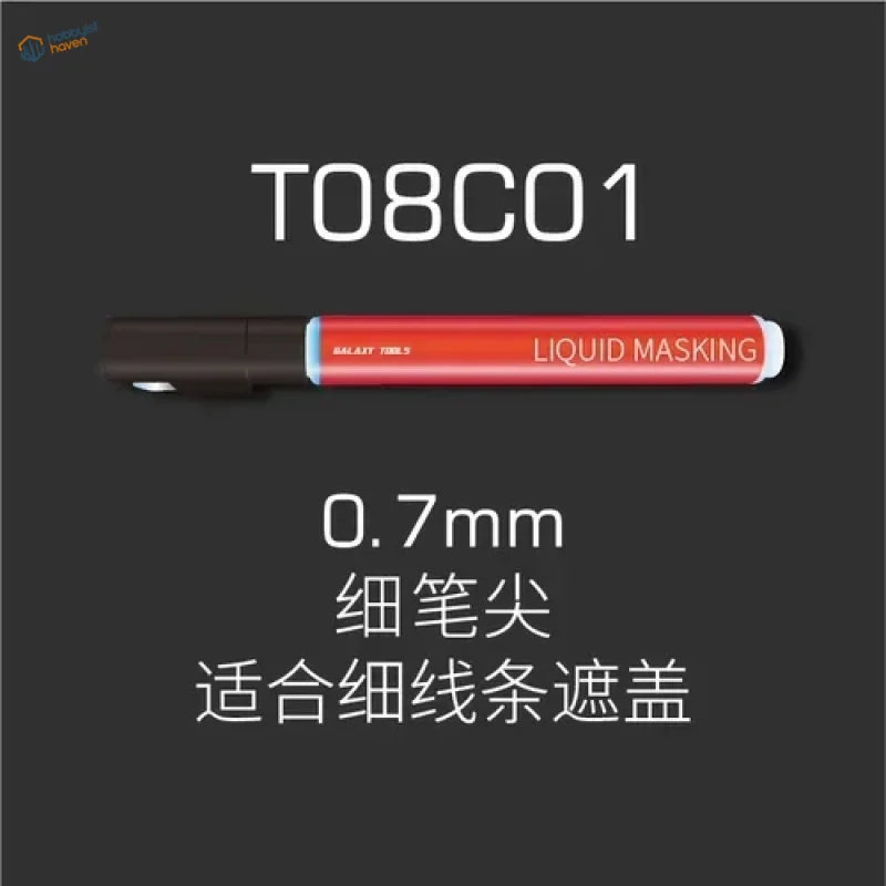 Liquid masking pen with red liquid, black cap, 0.7mm tip, t08c01 label