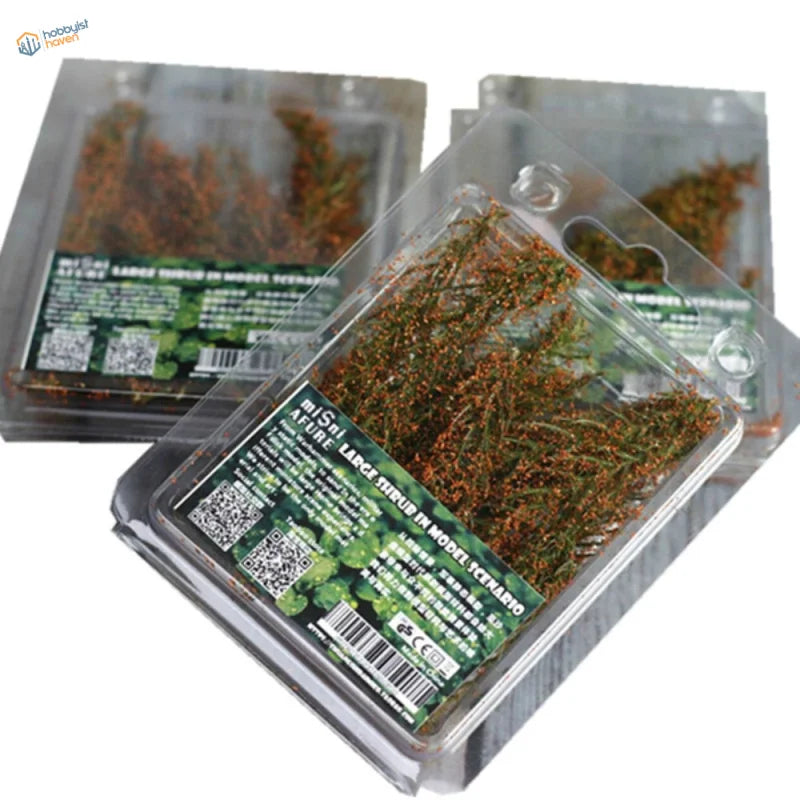 Long shrubs for dioramas in clear plastic pack, scale modeling scenery
