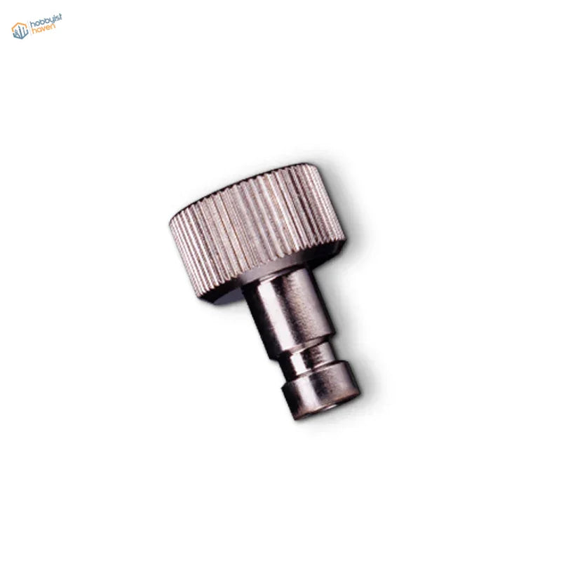 Silver MAC valve quick disconnect adapter with knurled head