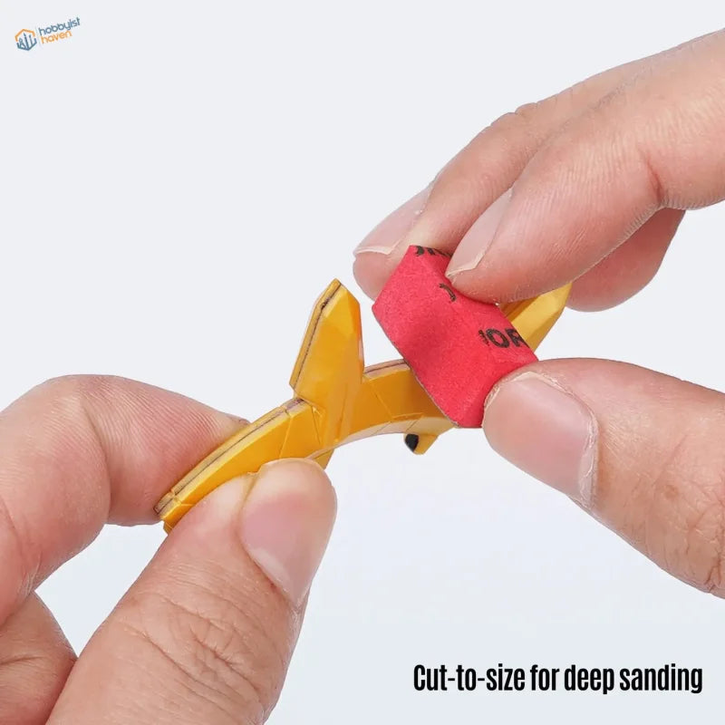 Yellow plastic sanding sponge with red abrasive pad foam core delivers durability in Madworks 5pcs sanding sponge set