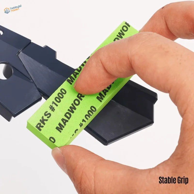 Bright green rks 1000 sharpening stone foam core delivers precision in madworks sanding sponge set use