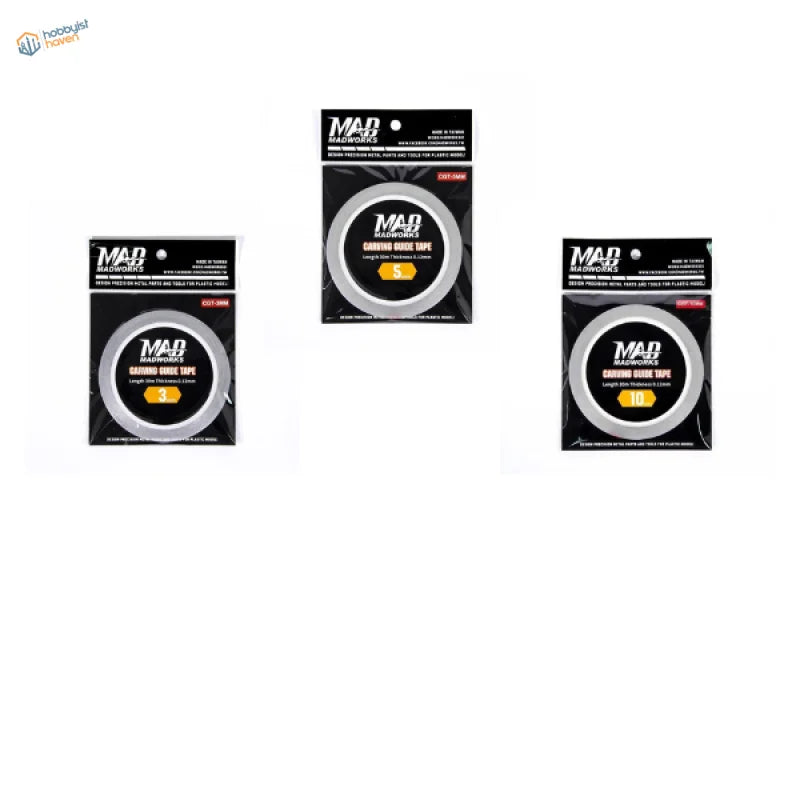 Madworks carving guide tape bundle: 3mm, 5mm and 10mm