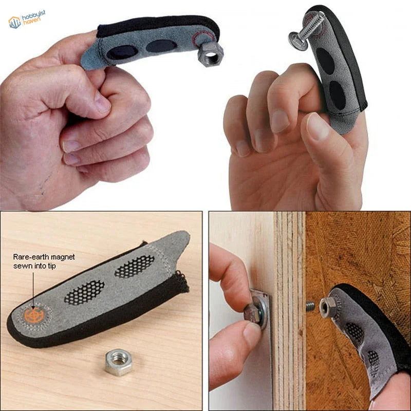Gray and black Magnetic Fingertip tool with rare-earth magnet tip for screws