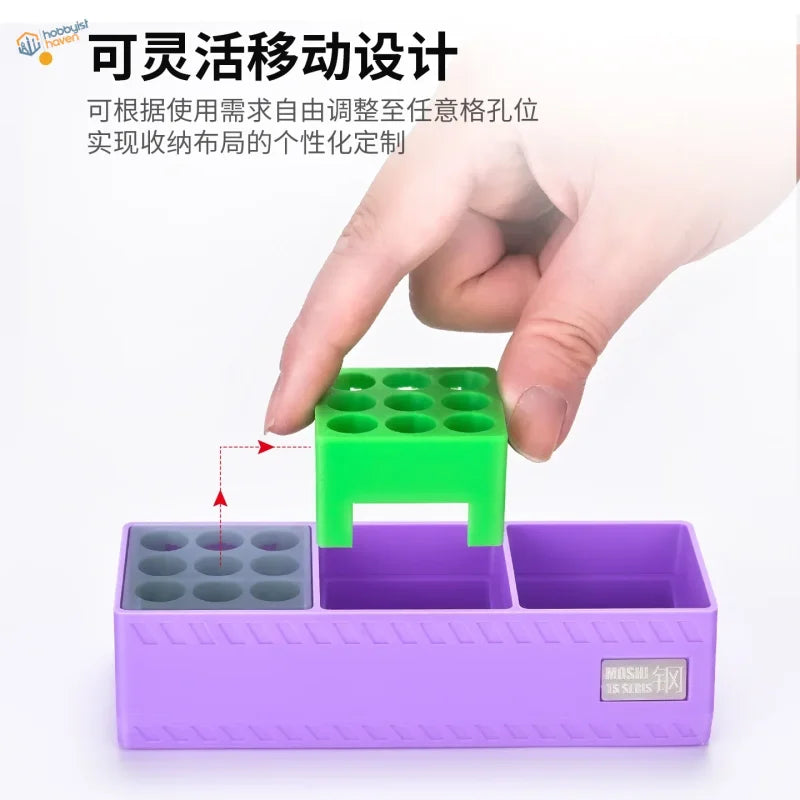 Vibrant green glue holder rack for scale modeling glue bottles