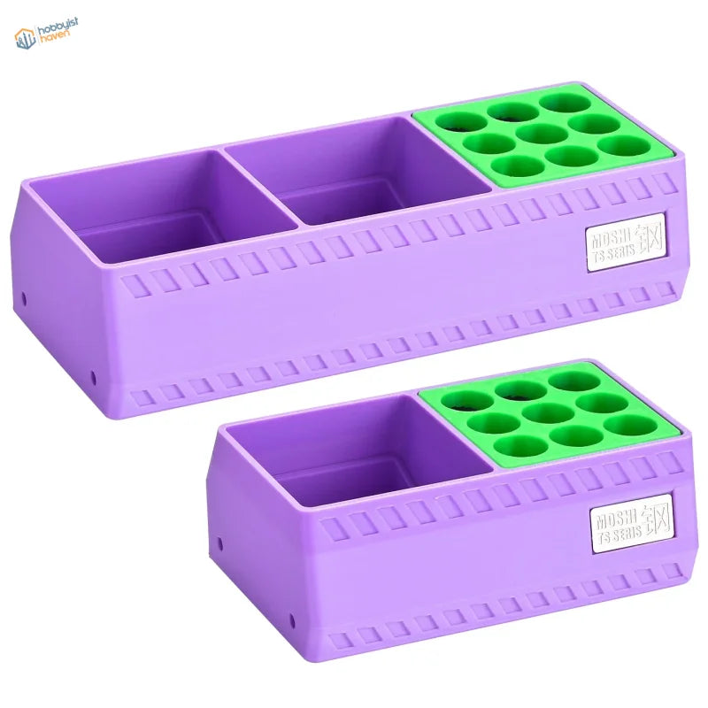 Purple glue holder organizer for scale modeling glue bottles