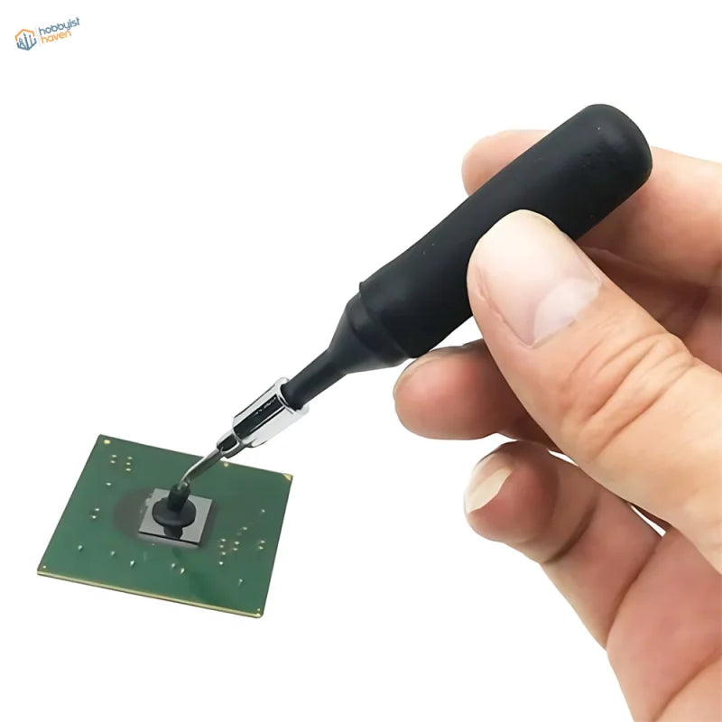 Black-handled precision soldering iron for manual suction pen