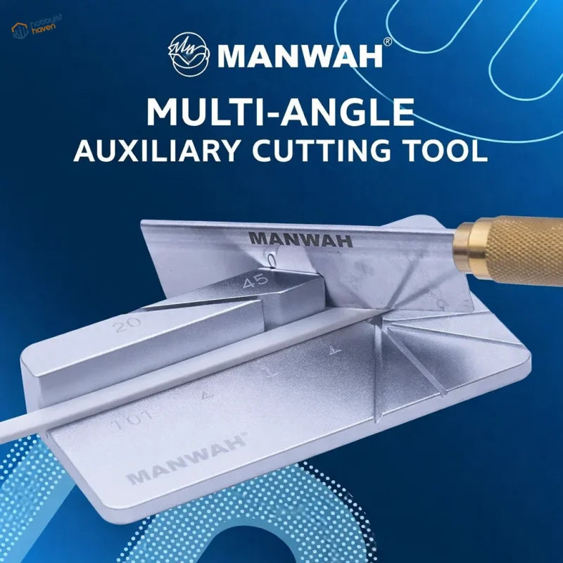 Silver manwah multi-angle auxiliary cutting tool with gold textured handle and angled blades for precision hobby tools