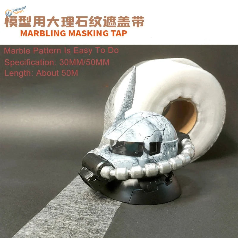 Silver and white marbling masking tape for model crafting