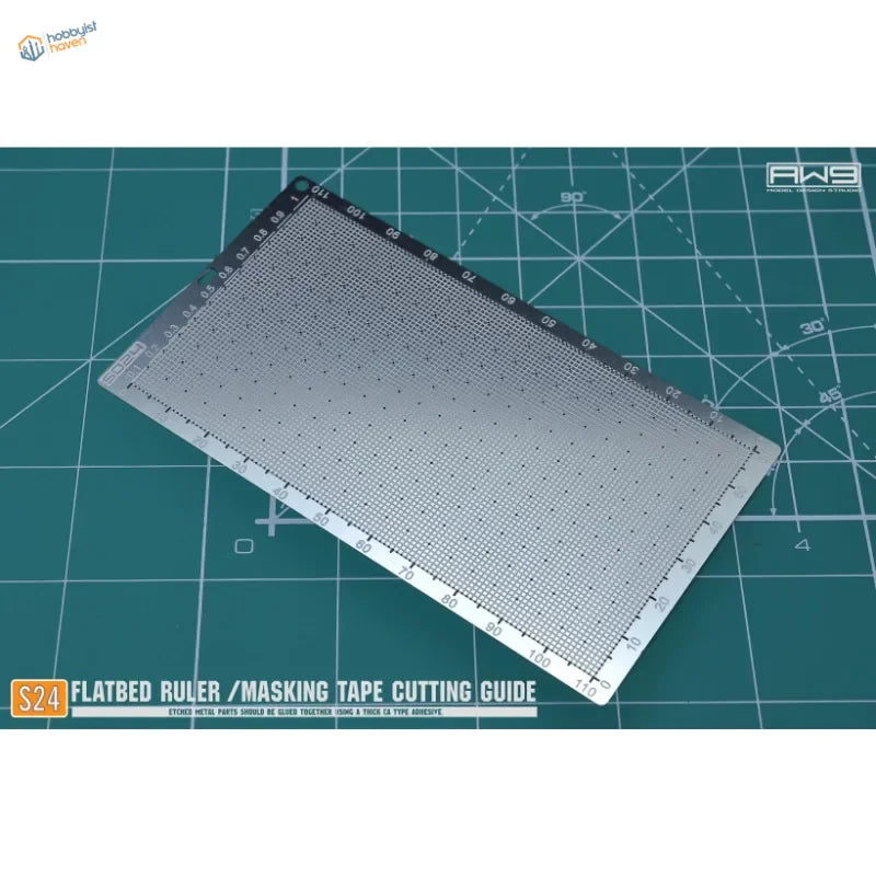 Silver metallic masking tape strips cutting template with perforations