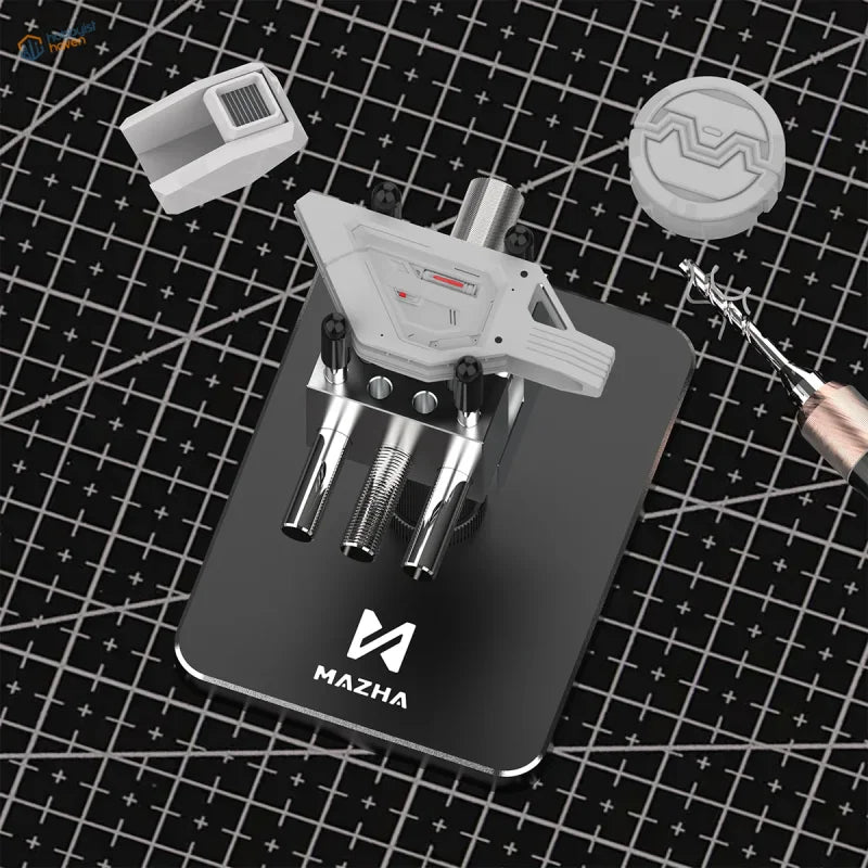 White and silver mazha 2-in-1 precision bench vise with modular components for stable desktop holding of small parts