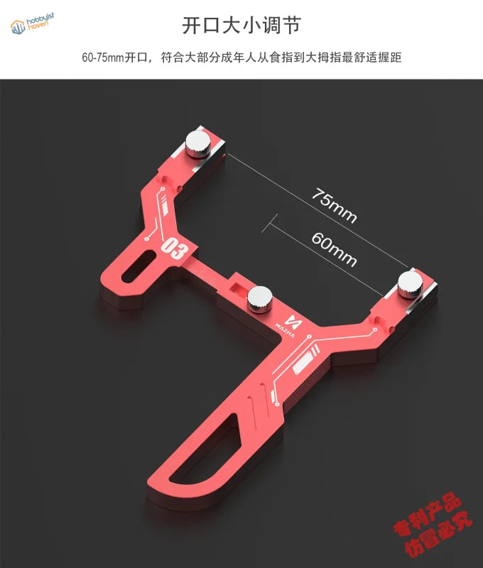 Red aluminum alloy mazha t0003 polishing tool with white circuit etchings and silver knobs holds sanding strips