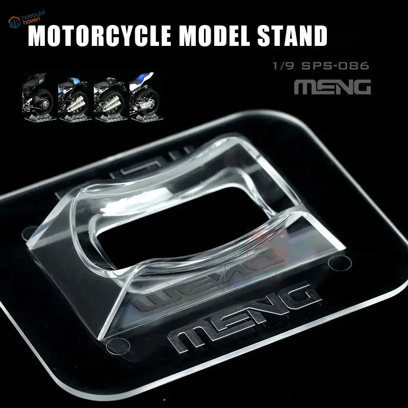 MENG 1/12 clear acrylic motorcycle display stand with meng branding