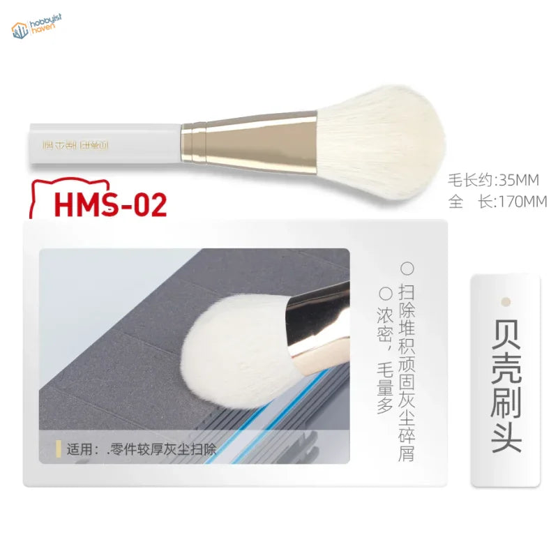 White microfiber dust removal brush with fluffy bristles for delicate items