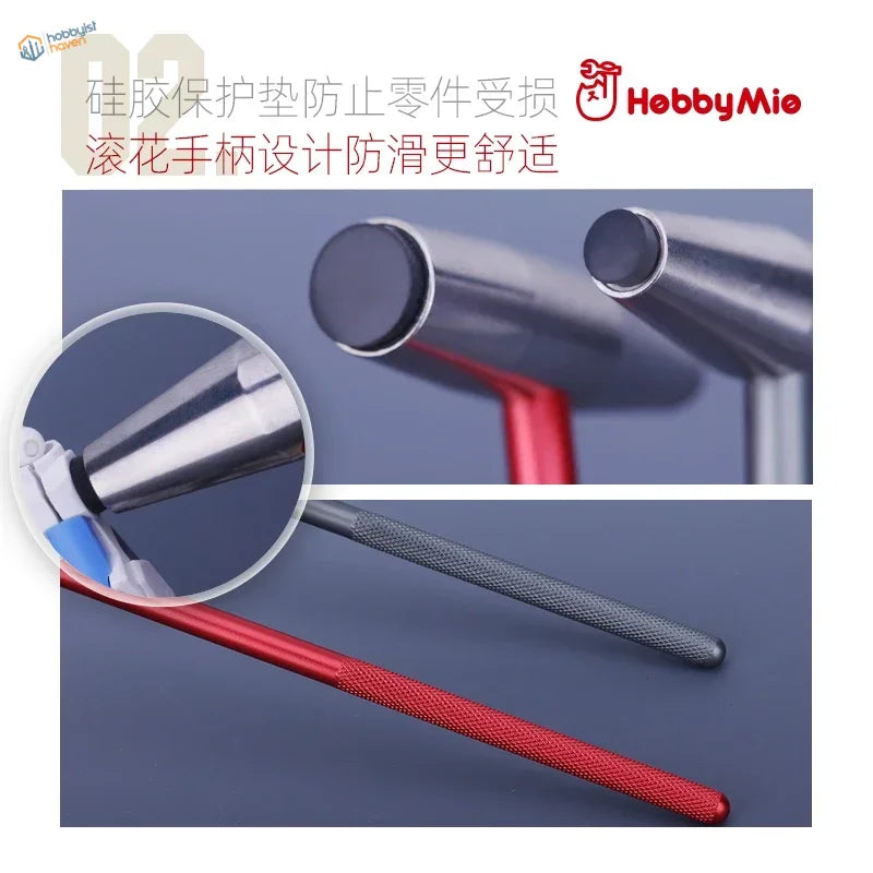 Red black textured mini metal hammer pliers with metallic finish