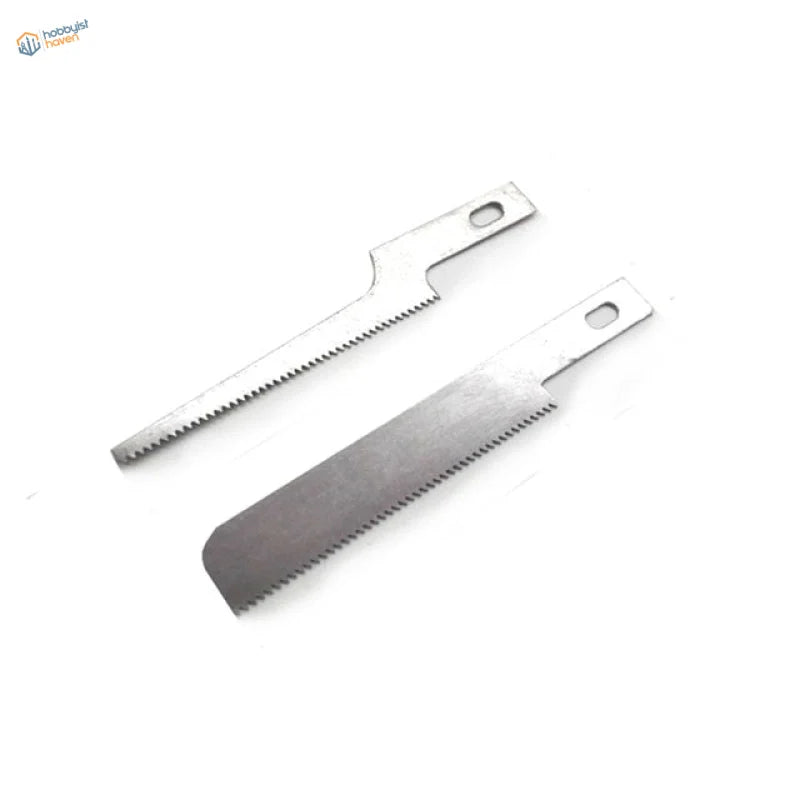 Two mini modeling saws with serrated blades and handles