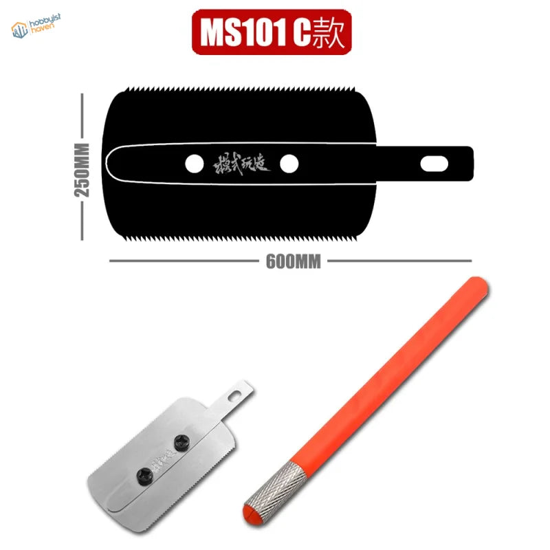 Black MS101C mini modeling saw with serrated edge, sharpener and carving tool