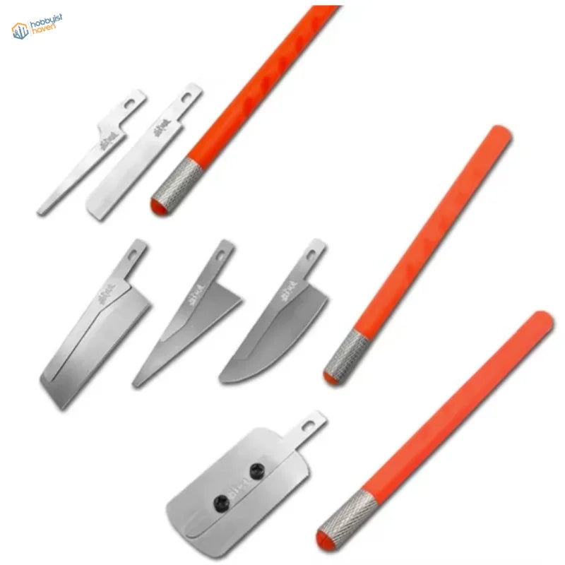 Mini modeling saws with orange handles and stainless steel blades
