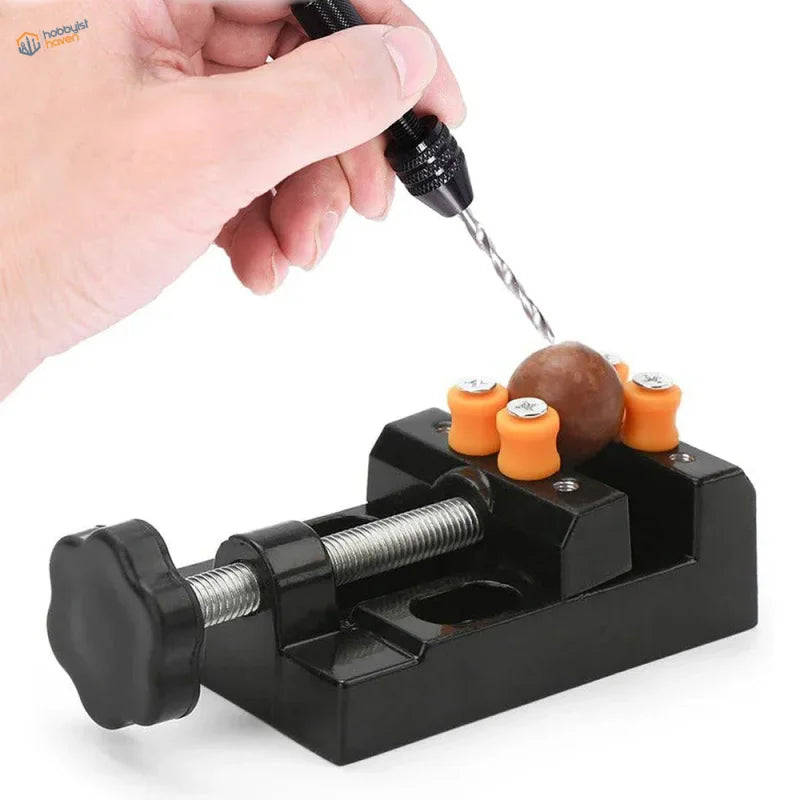 Mini table vise for scale modeling and hobby work — rubber-padded jaws for holding plastic and resin parts
