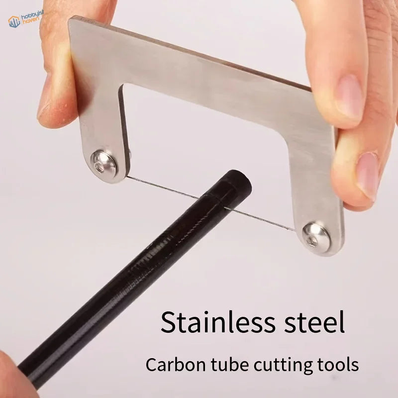 Stainless steel mini wire saw with sleek rectangular frame and fine wire blade for precision scale modeling tools