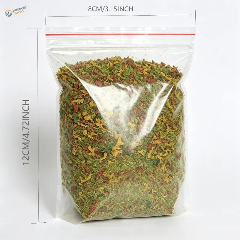 Mixed static grass and leaf flock for dioramas